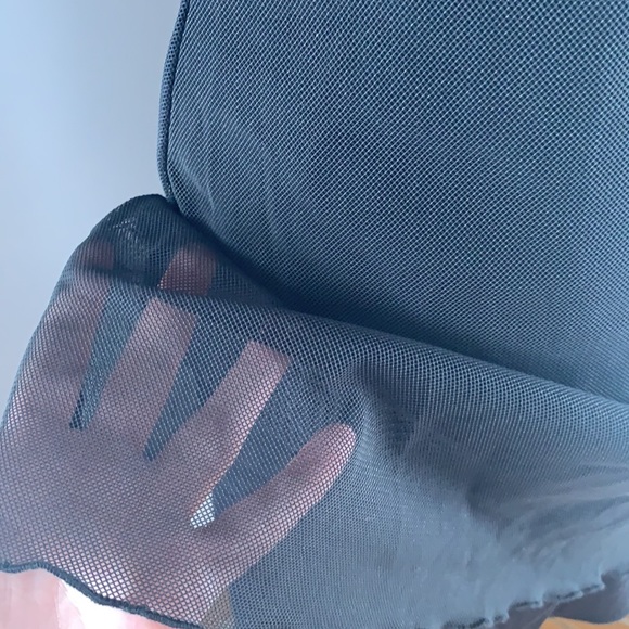 Cute stretch Pin-up, retro cherry print and mesh Dress, Empire waist Cute! 🍒🖤 - Picture 5 of 7